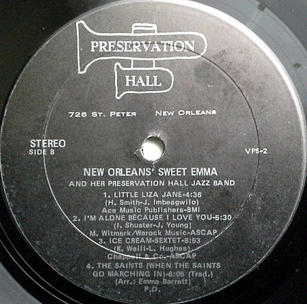 Emma Barrett And Her Preservation Hall Jazz Band - New Orleans' Sweet Emma And Her Preservation Hall Jazz Band (LP, Album, RE) (Very Good (VG)) - Image 4