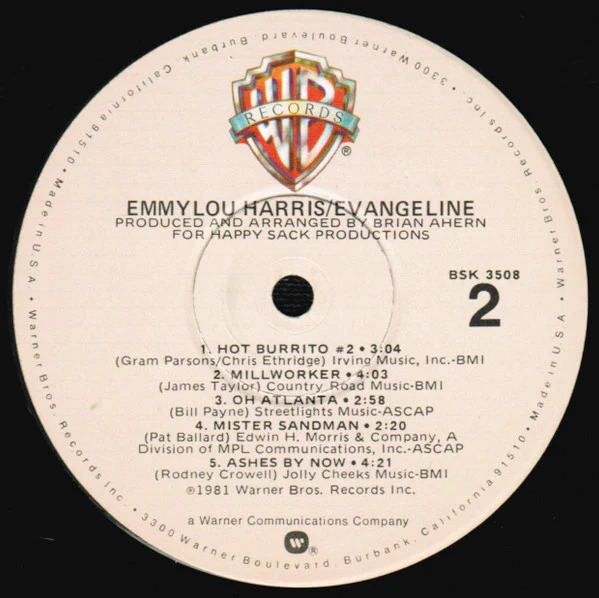 Emmylou Harris - Evangeline (LP, Album, Win) (Very Good Plus (VG+)) - Image 4