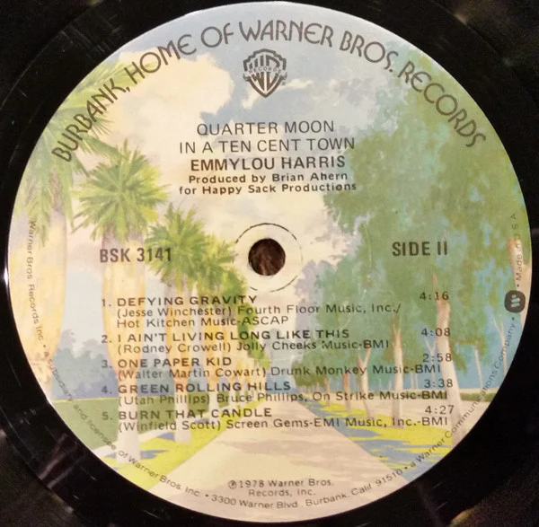 Emmylou Harris - Quarter Moon In A Ten Cent Town (LP, Album, Los) (Very Good Plus (VG+)) - Image 4