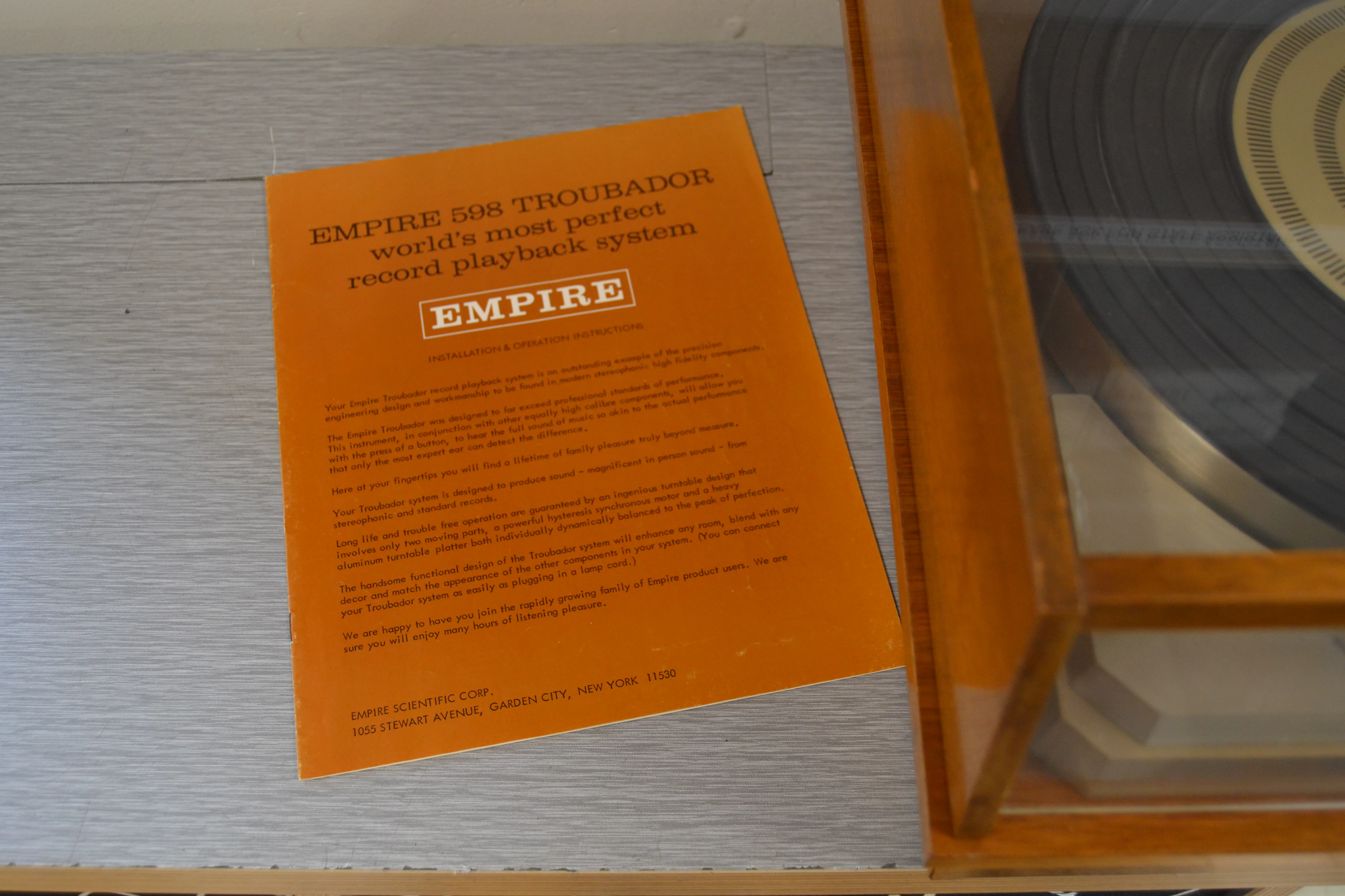 Empire 598 Troubador Classic Belt-Drive Transcription Turntable * Empire Cartridge - Image 3