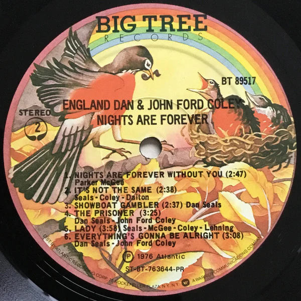 England Dan & John Ford Coley - Nights Are Forever (LP, Album, PR) (Very Good Plus (VG+)) - Image 4