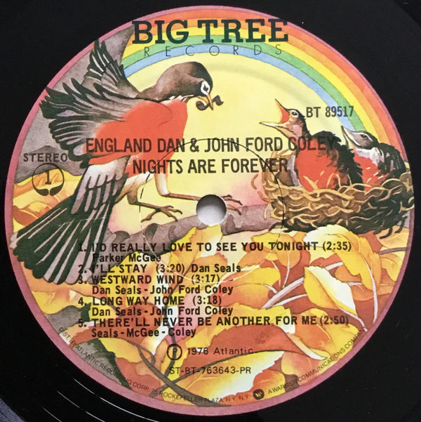 England Dan & John Ford Coley - Nights Are Forever (LP, Album, PR) (Very Good Plus (VG+)) - Image 3