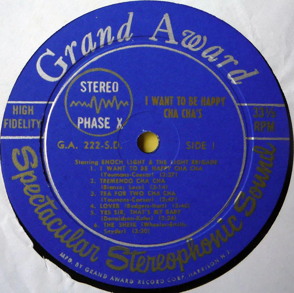 Enoch Light And The Light Brigade - I Want To Be Happy Cha Cha's (LP) (Very Good (VG)) - Image 3