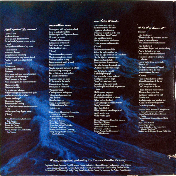 Eric Carmen - Boats Against The Current (LP, Album, Ter) (Very Good Plus (VG+)) - Image 2