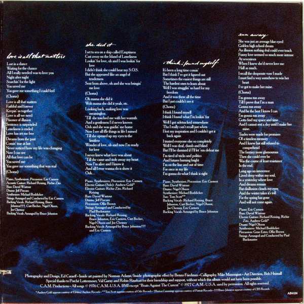 Eric Carmen - Boats Against The Current (LP, Album, Ter) (Very Good Plus (VG+)) - Image 3