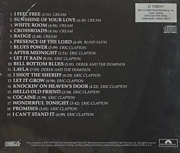 Eric Clapton - The Cream Of Clapton (CD, Comp, Club) (Near Mint (NM or M-)) - Image 3