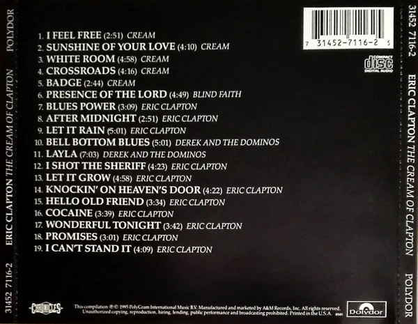 Eric Clapton - The Cream Of Clapton (CD, Comp, RM, PMD) (Mint (M)) - Image 2