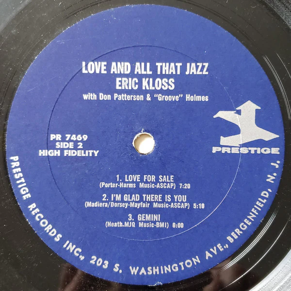 Eric Kloss With Don Patterson & Richard "Groove" Holmes - Love And All That Jazz (LP, Album, Mono) (Mint (M)) - Image 4