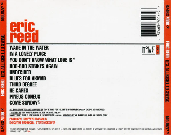 Eric Reed - It's All Right To Swing (CD, Album) (Near Mint (NM or M-)) - Image 2