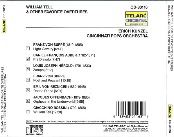 Erich Kunzel, Cincinnati Pops Orchestra - William Tell & Other Favorite Overtures (CD, Album, RE) (Near Mint (NM or M-)) - Image 2