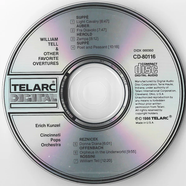 Erich Kunzel, Cincinnati Pops Orchestra - William Tell & Other Favorite Overtures (CD, Album, RE) (Near Mint (NM or M-)) - Image 3
