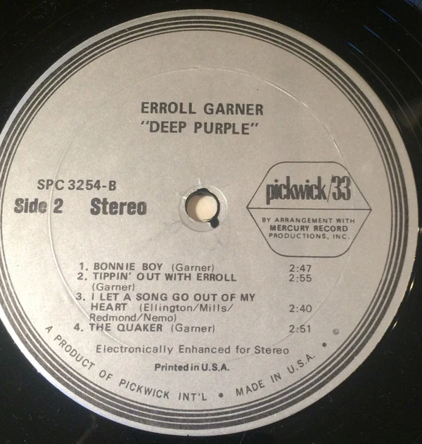 Erroll Garner - Deep Purple (LP, Album, RE, RP) (Very Good (VG)) - Image 4