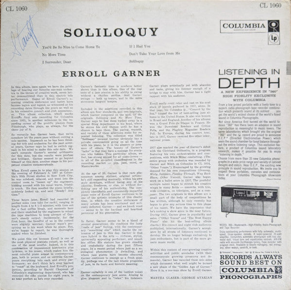 Erroll Garner - Soliloquy (LP, Album, Mono) (Very Good Plus (VG+)) - Image 2