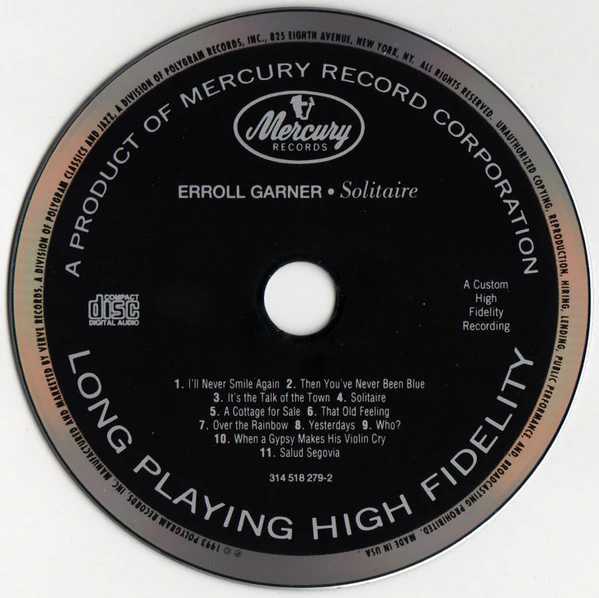 Erroll Garner - Solitaire (CD, Comp, RE) (Near Mint (NM or M-)) - Image 3