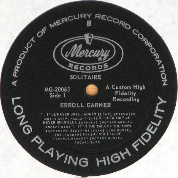 Erroll Garner - Solitaire (LP, Album, Mono, RE) (Near Mint (NM or M-)) - Image 3
