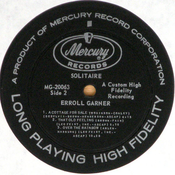 Erroll Garner - Solitaire (LP, Album, Mono, RE) (Near Mint (NM or M-)) - Image 4