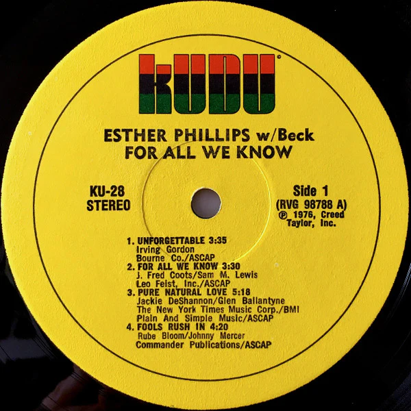Esther Phillips With Joe Beck - For All We Know (LP, Album) (Near Mint (NM or M-)) - Image 3