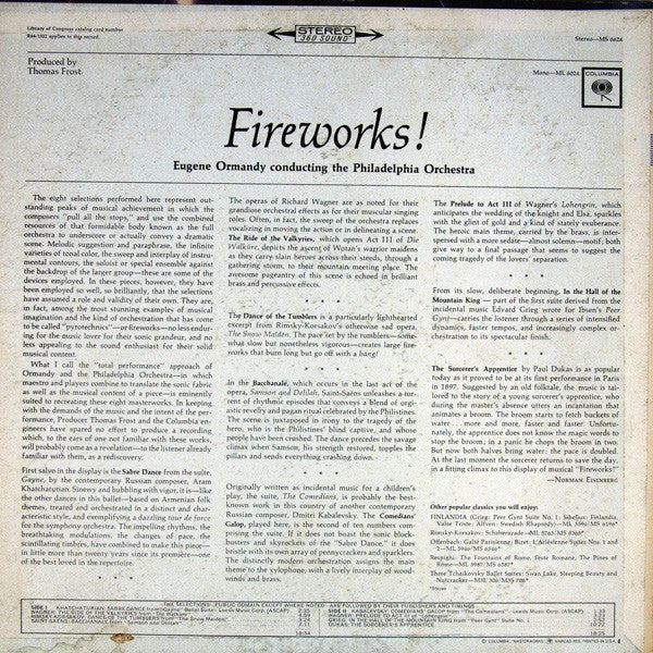 Eugene Ormandy Conducts The Philadelphia Orchestra - Fireworks! (LP, Album, Pit) (Very Good Plus (VG+)) - Image 2