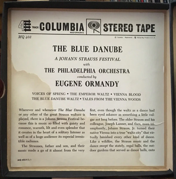 Eugene Ormandy Conducts The Philadelphia Orchestra / Johann Strauss Jr. - The Blue Danube (Reel, 4tr Stereo, Album) (Very Good Plus (VG+)) - Image 4