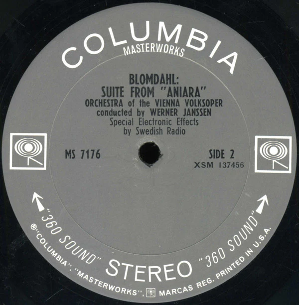 Eugene Ormandy / The Philadelphia Orchestra / Leonard Bernstein / The New York Philharmonic Orchestra / Werner Janssen / Wiener Volksopernorchester - Selections From "2001: A Space Odyssey" / Suite From "Aniara" (LP, Album, Comp) (Very Good (VG)) - Image 4