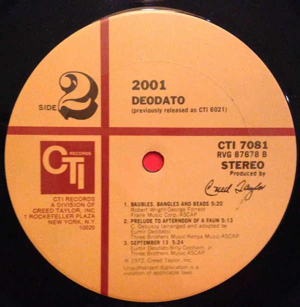 Eumir Deodato - 2001 (LP, Album, RE, Ter) (Very Good (VG)) - Image 5