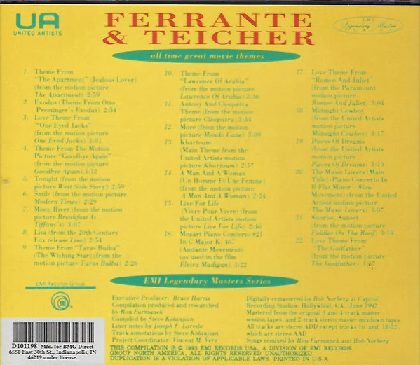 Ferrante & Teicher - All Time Great Movie Themes (CD, Comp, Club) (Very Good Plus (VG+)) - Image 2