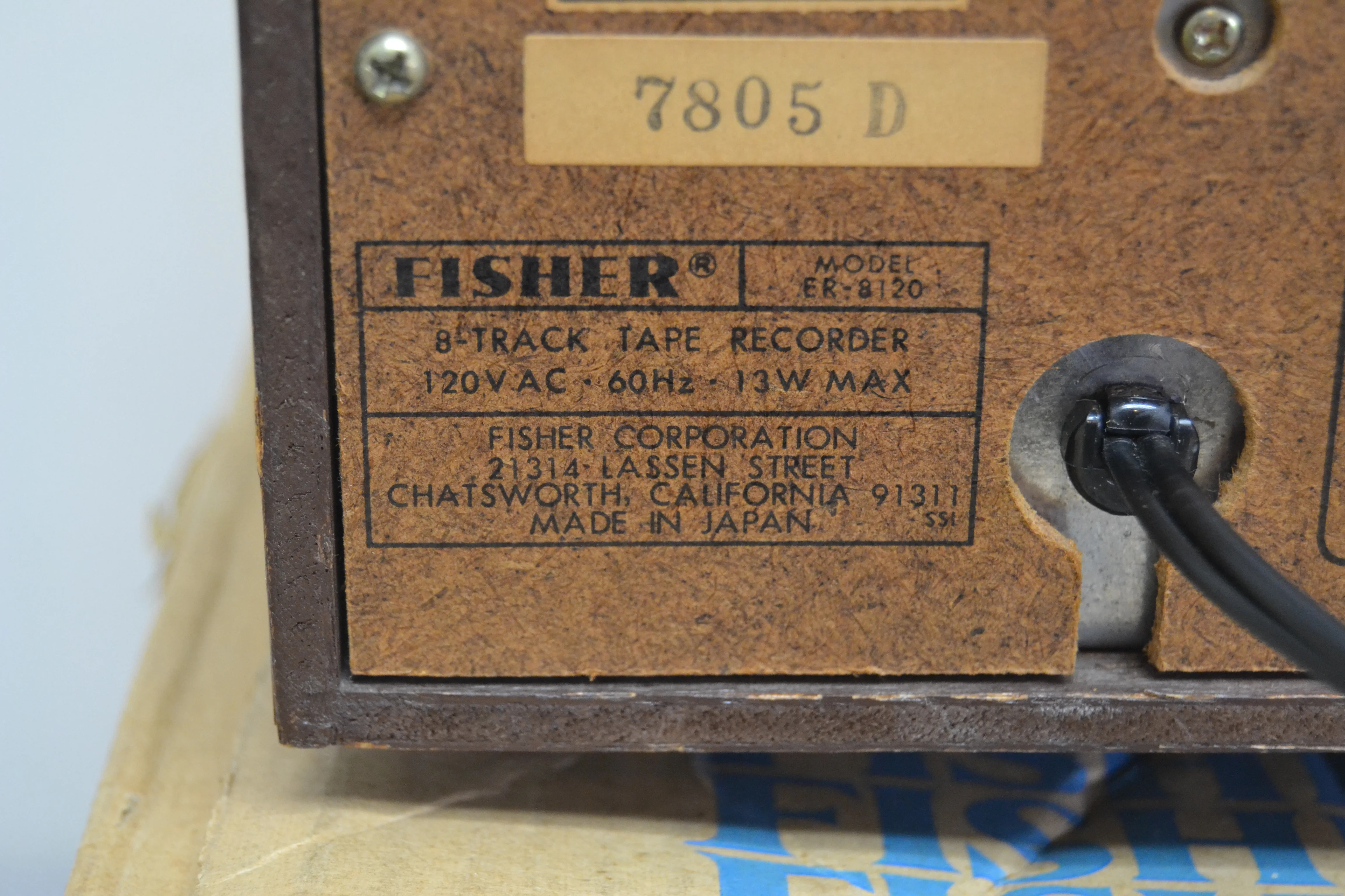 Fisher ER-8120 - 8Track Player / Recorder - Manual - Box - Image 13