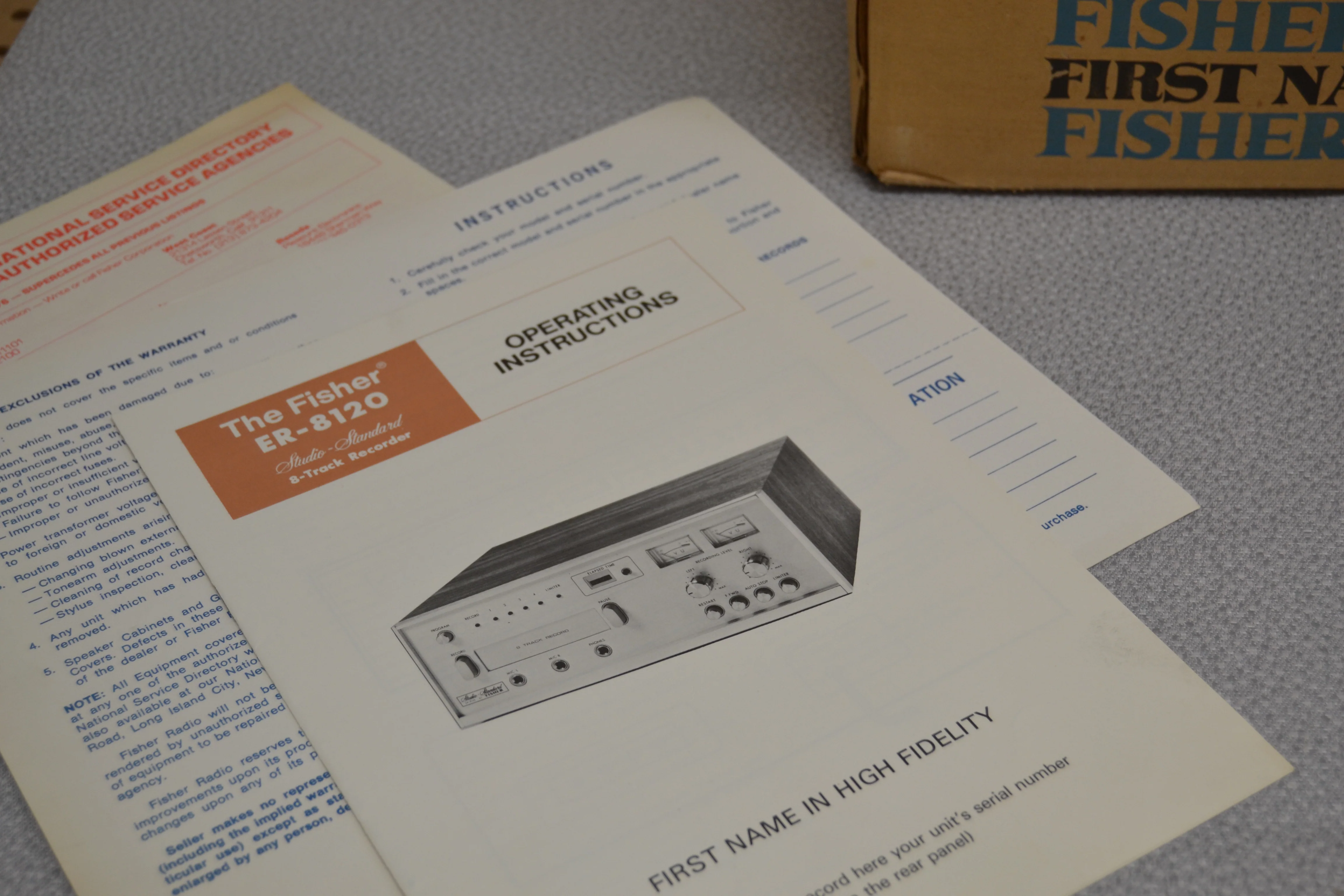 Fisher ER-8120 - 8Track Player / Recorder - Manual - Box - Image 8
