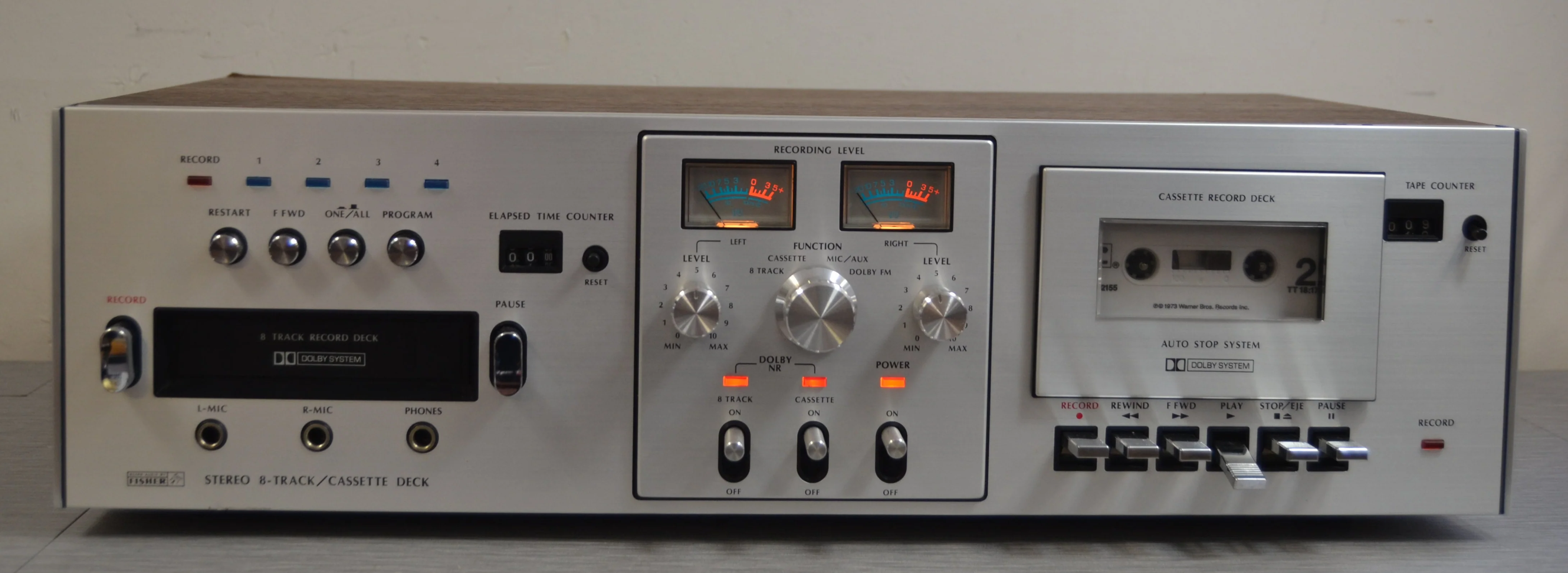 Fisher ER8155 * 8 Track and Cassette Player Deck * Serviced with New Belts