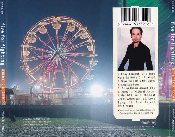 Five For Fighting - America Town (CD, Album) (Near Mint (NM or M-)) - Image 2