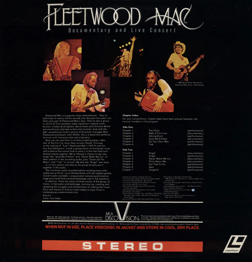 Fleetwood Mac - Documentary And Live Concert (Laserdisc, 12", NTSC, CLV) (Near Mint (NM or M-)) - Image 2