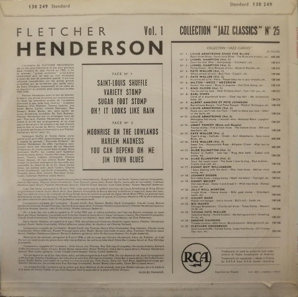Fletcher Henderson - Fletcher Henderson Vol. 1 (10", Comp, Mono, RE) (Near Mint (NM or M-)) - Image 2