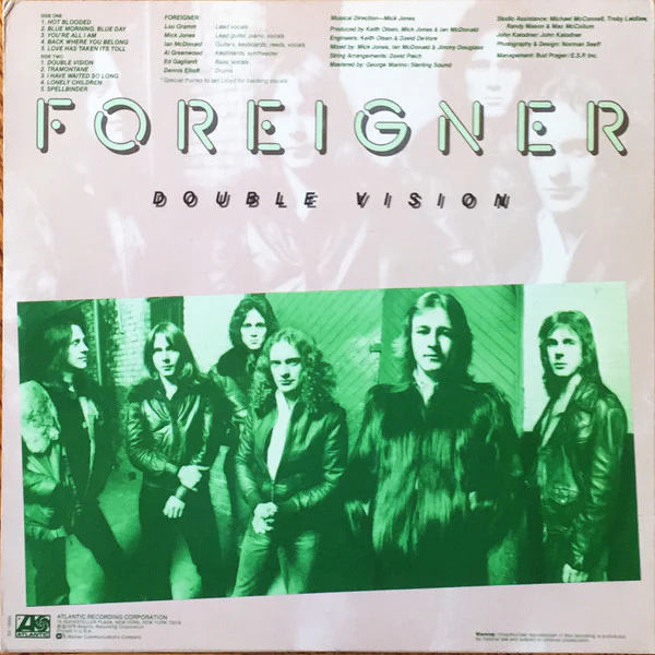 Foreigner - Double Vision (LP, Album, RI ) (Very Good Plus (VG+)) - Image 2