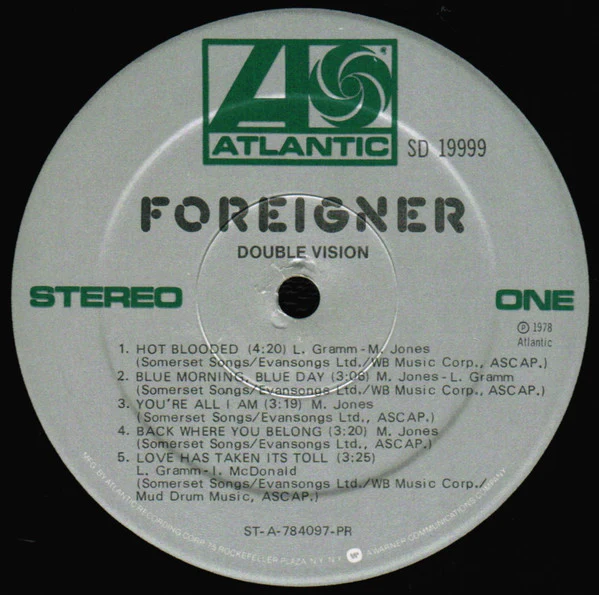 Foreigner - Double Vision (LP, Album, RP, PR ) (Very Good Plus (VG+)) - Image 3