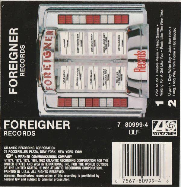 Foreigner - Records (Cass, Comp, SR,) (Very Good Plus (VG+)) - Image 2