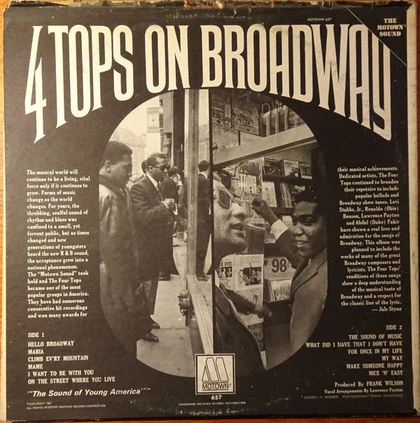 Four Tops - On Broadway (LP, Album, Mono) (Very Good (VG)) - Image 2