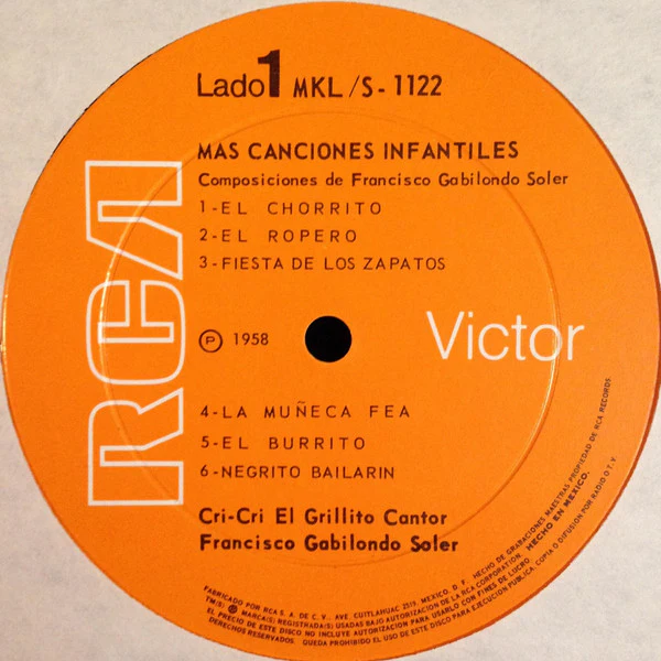 Francisco Gabilondo Soler - Más Canciones de El Grillito Cantor (LP, RE) (Good (G)) - Image 3