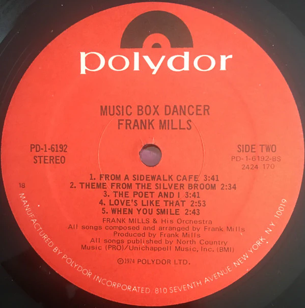 Frank Mills - Music Box Dancer (LP, Album, Pre) (Very Good Plus (VG+)) - Image 4