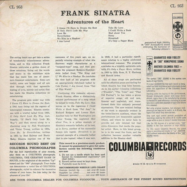 Frank Sinatra - Adventures Of The Heart (LP, Comp, Hol) (Very Good (VG)) - Image 2