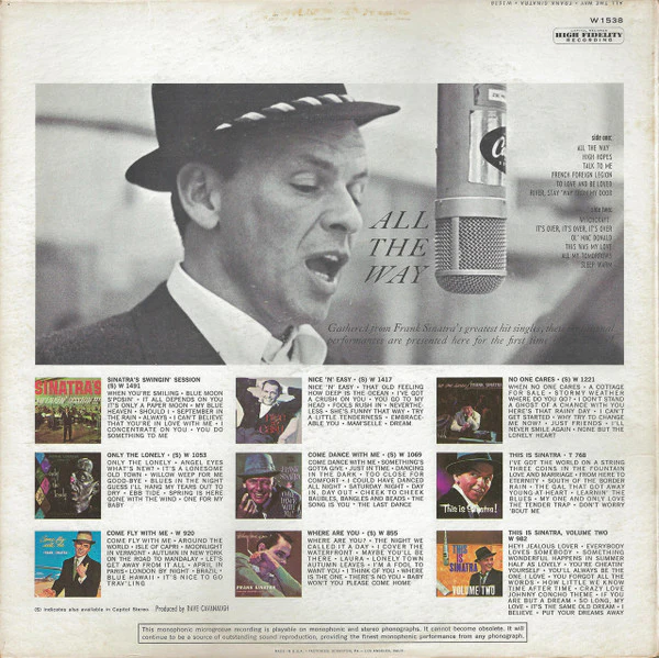 Frank Sinatra - All The Way (LP, Comp, Mono, RE) (Very Good Plus (VG+)) - Image 2