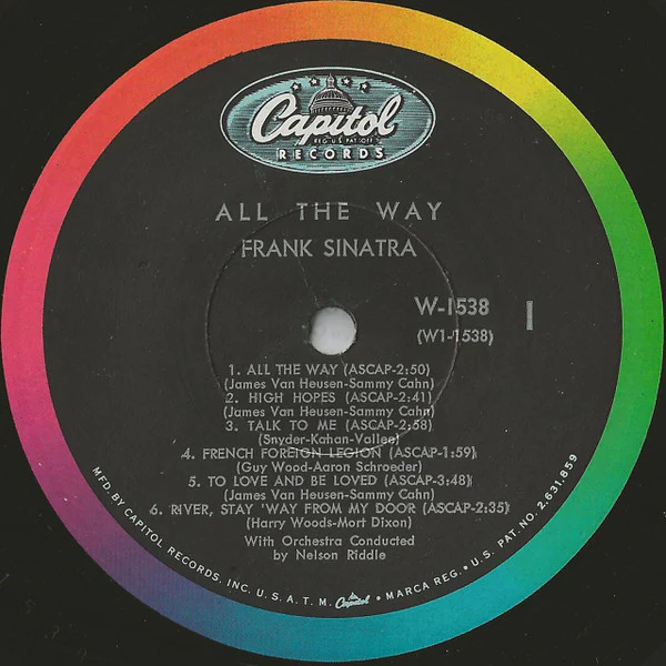 Frank Sinatra - All The Way (LP, Comp, Mono, RE) (Very Good Plus (VG+)) - Image 3