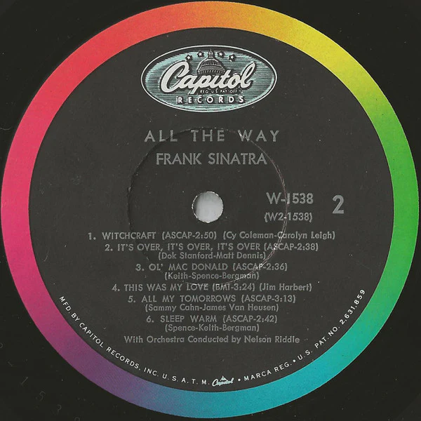 Frank Sinatra - All The Way (LP, Comp, Mono, RE) (Very Good Plus (VG+)) - Image 4