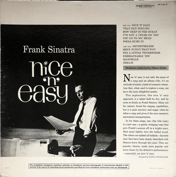 Frank Sinatra - Nice 'N' Easy (LP, Album, Mono, Scr) (Very Good Plus (VG+)) - Image 2