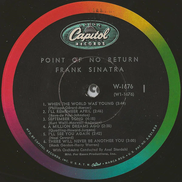 Frank Sinatra - Point Of No Return (LP, Album, Mono, Scr) (Very Good Plus (VG+)) - Image 3