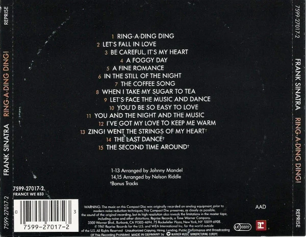 Frank Sinatra - Ring-A-Ding Ding! (CD, Album, RE, RM) (Near Mint (NM or M-)) - Image 3