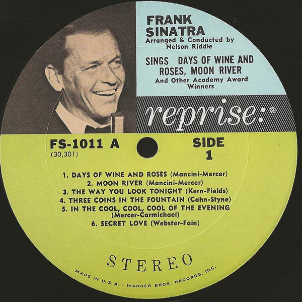 Frank Sinatra - Sings Days Of Wine And Roses, Moon River, And Other Academy Award Winners (LP, Album, RP) (Good Plus (G+)) - Image 3