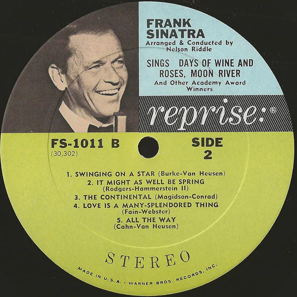Frank Sinatra - Sings Days Of Wine And Roses, Moon River, And Other Academy Award Winners (LP, Album, RP) (Good Plus (G+)) - Image 4