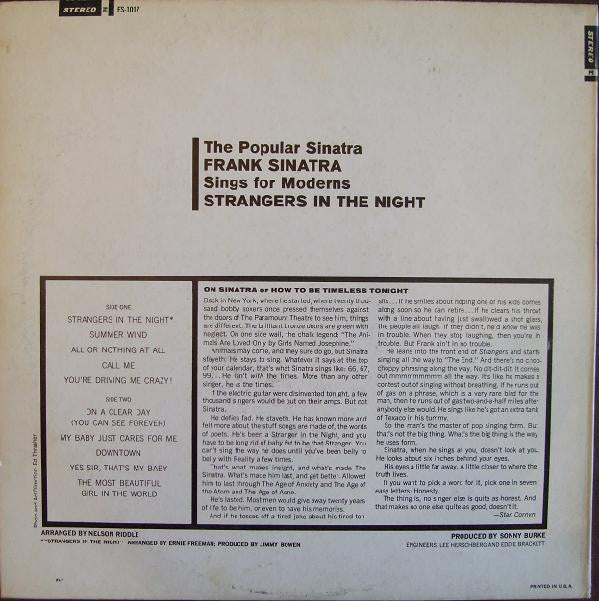 Frank Sinatra - Strangers In The Night (LP, Album) (Very Good (VG)) - Image 2