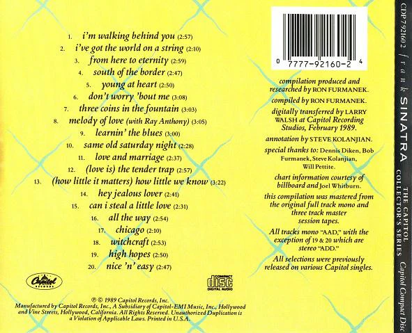 Frank Sinatra - The Capitol Collector's Series (CD, Comp) (Near Mint (NM or M-)) - Image 2