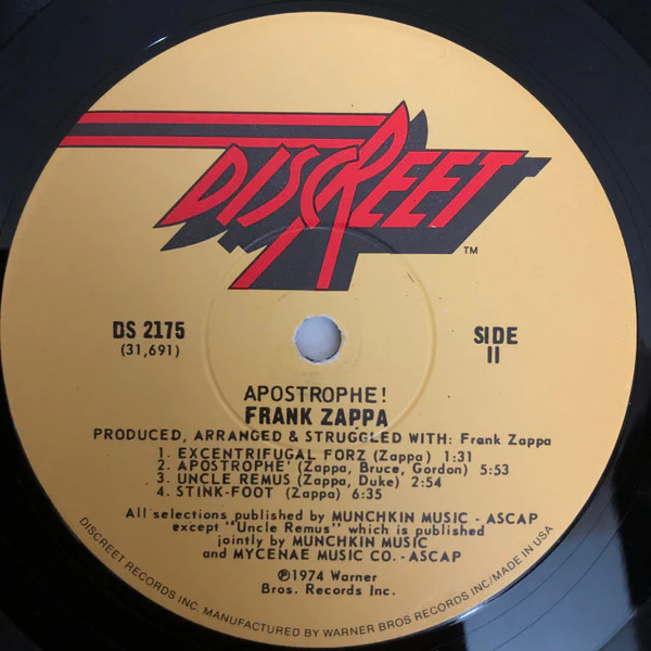 Frank Zappa - Apostrophe (') (LP, Album, Win) (Very Good Plus (VG+)) - Image 4
